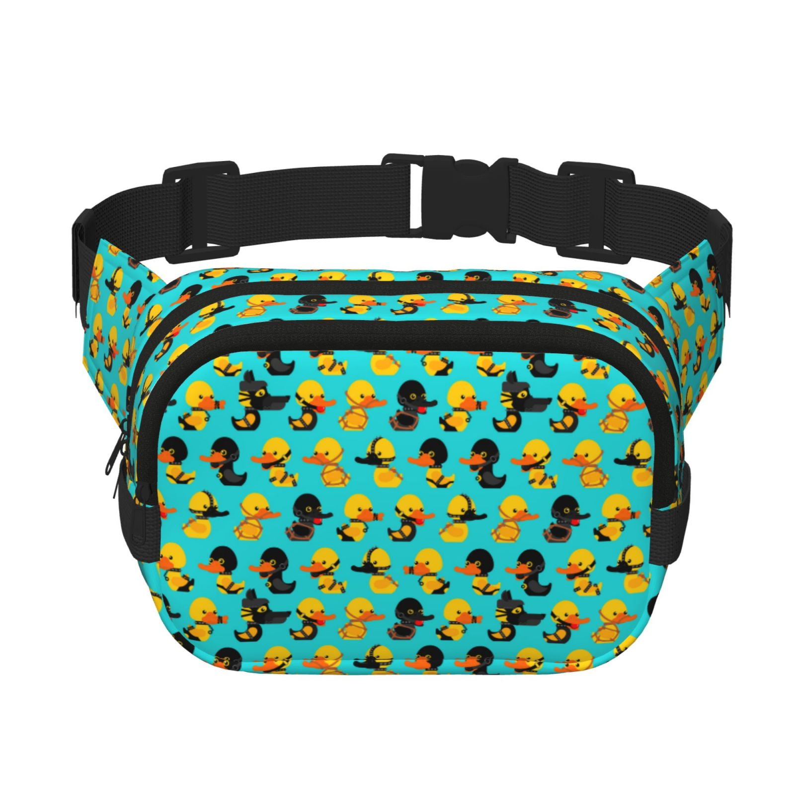 Picia Duck In Black Suit Print Square Double-Layer Waist Bag Mini Adjustable Waist Belt Bag Exercise Running Travel Hiking