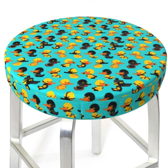 Picia Duck In Black Suit pattern Round Stool Covers Comfy Seat Covers Stretch Removable WashableChair Slipcover Round Bar Chair Cushion Cover-13 inch