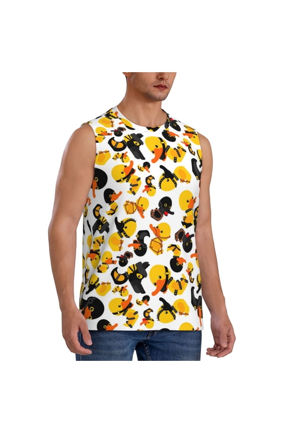 Duck In Black Suit1 mens Cotton Tank Undershirts , Moisture-wicking Ribbed Tanks, Lightweight Cotton Tank Undershirts-Large