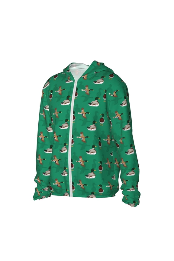 Duck Mallard Flying Pose Women's Men's UPF 50+ Sun Protection Hoodie Shirt Long Sleeve SPF Fishing Outdoor UV Hiking Lightweight Shirts-Medium