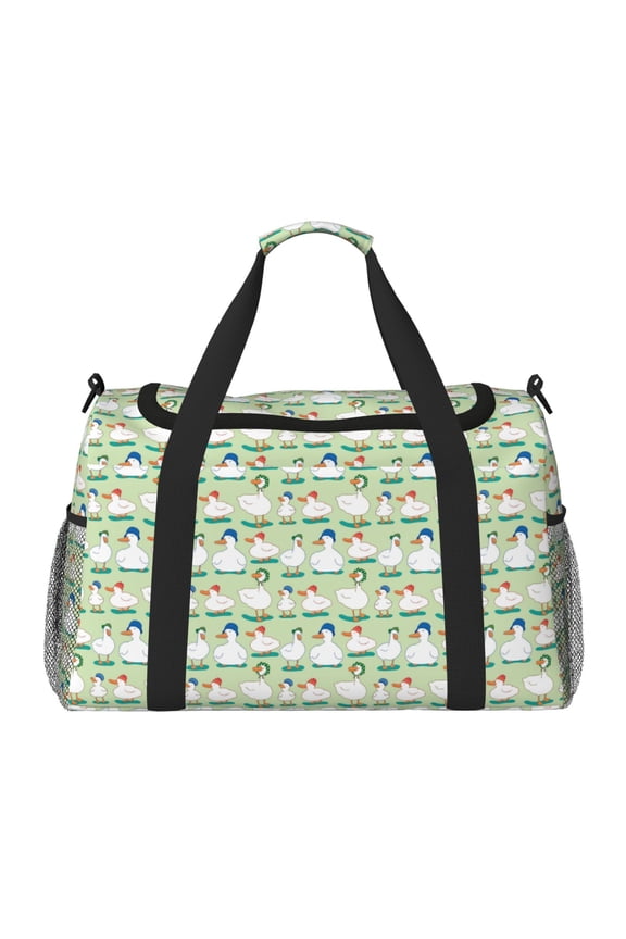 Duck Print Travel Duffle Bag,Weekender Bags for Women with Shoe Compartment, Gym Duffel Bag with Wet Pocket, Hospital Bags for Labor and Delivery