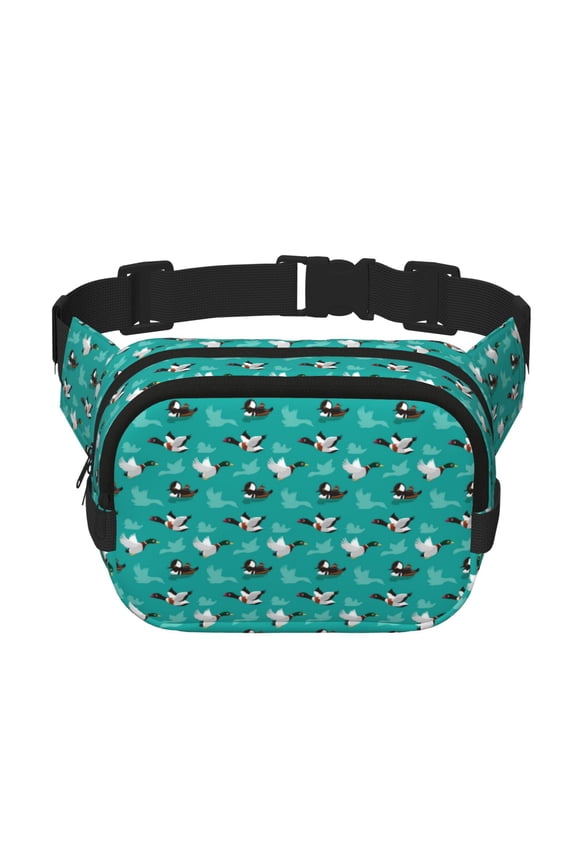 Ducks A Print Square Double-Layer Waist Bag Mini Adjustable Waist Belt Bag Exercise Running Travel Hiking