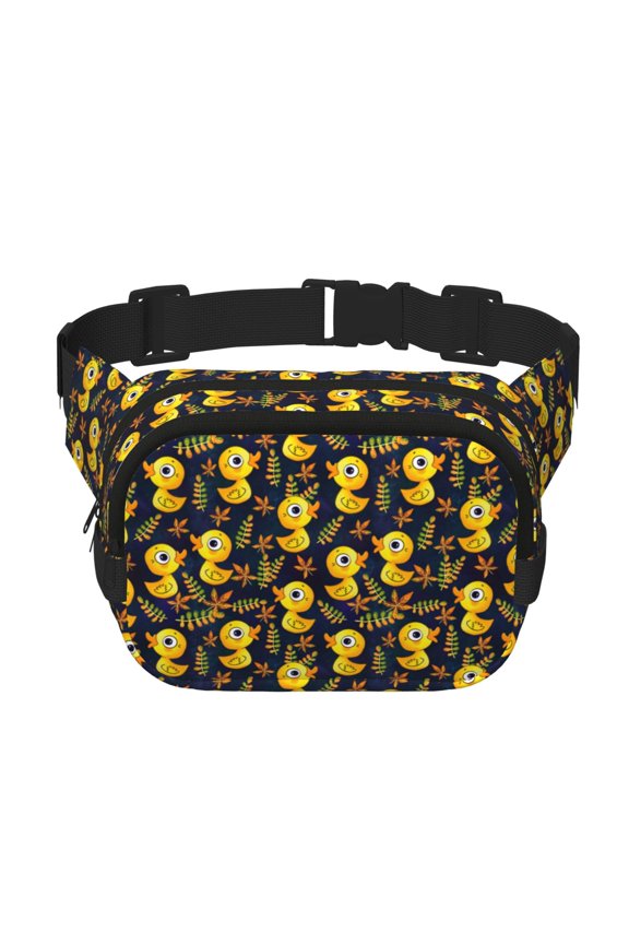 Ducks Print Square Double-Layer Waist Bag Mini Adjustable Waist Belt Bag Exercise Running Travel Hiking