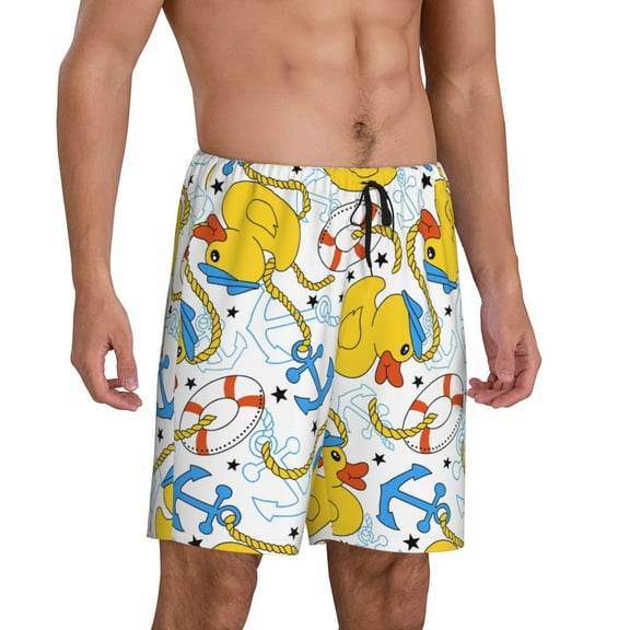 Picia Ducks and Anchors Pajama Shorts for Men, Men's Pajama Bottoms, Sleepwear,Short Pajama Pants-Medium