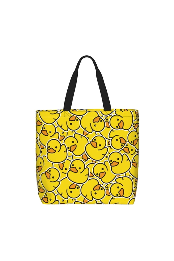 Ducky Cartoon Animal Yellow for Tote Bag for Women with Zipper, Gym Tote with Compartments, Laptop Work Tote Nurse Dance Yoga Bag for Sport, Travel