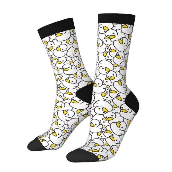 Picia Ducky Print Athletic Socks for Men & Women – Cushioned Moisture-Wicking Crew Socks for Sports, Running, and Training, Soft & Breathable Size 5-11