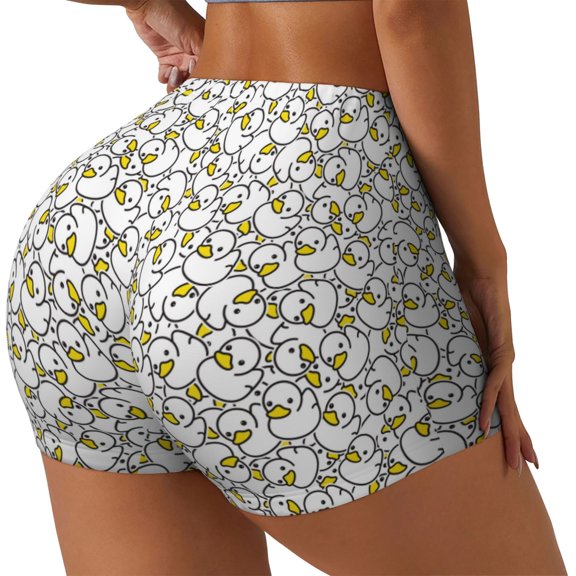 Picia Ducky Printed Workout Shorts for Women Seamless Scrunch Butt Lifting High Waisted Yoga Gym Booty Running Moisture-wicking Short Pants-X-Large