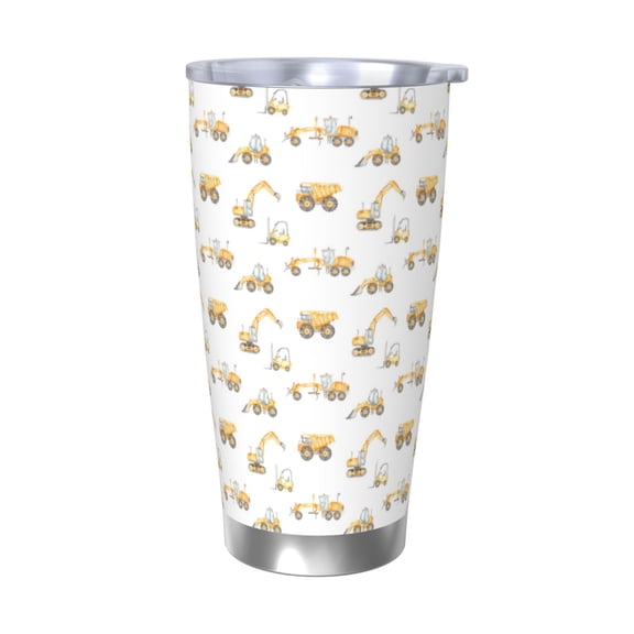 Picia Dump Truck Pattern 20 oz Tumbler Stainless Steel Vacuum Insulated Coffee Ice Cup Double Wall Travel Flask Dual Lid Water Bottle, Eco-friendly Car Cup-Without Straw