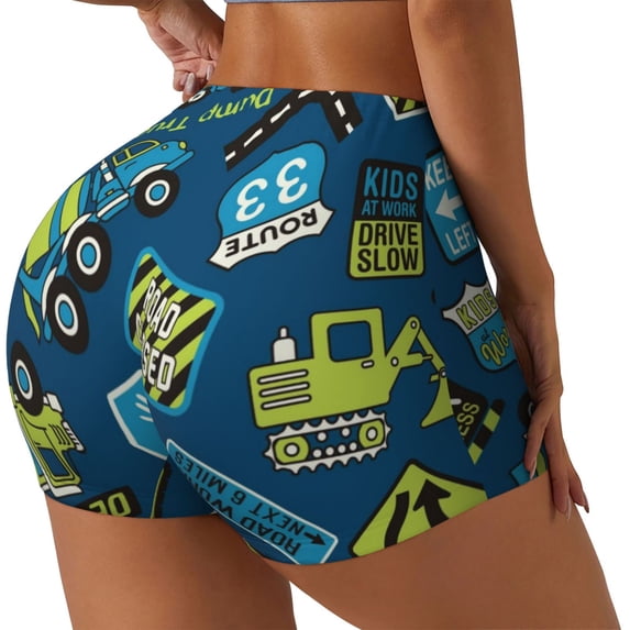Picia Dump Truck Printed Workout Shorts for Women Seamless Scrunch Butt Lifting High Waisted Yoga Gym Booty Running Moisture-wicking Short Pants-Small
