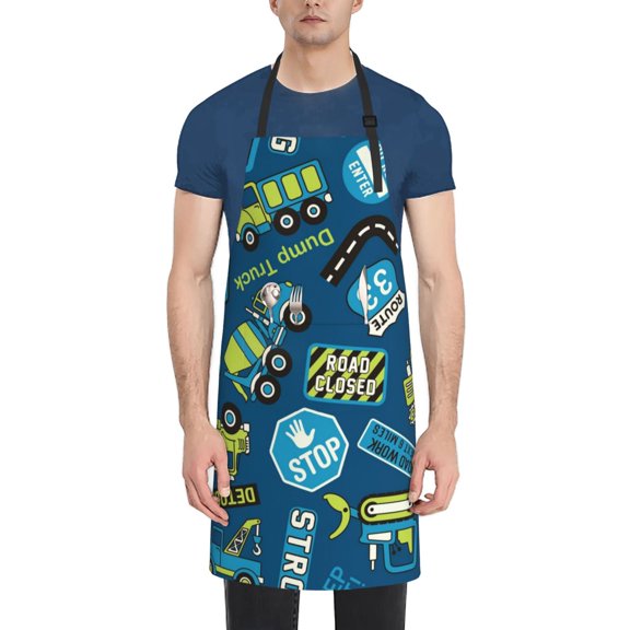 Picia Dump Truck Waterproof Apron for Unisex Adult - Adjustable Bib Apron with Pockets, Ideal for Cooking, Gardening, Painting, and Household Chores