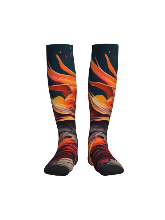 Dynamic Fire Bird Art Printed Sports Compression Socks - 15-20mmHg Graduated Compression, High-Performance Soft and Breathable Socks for Men and Women