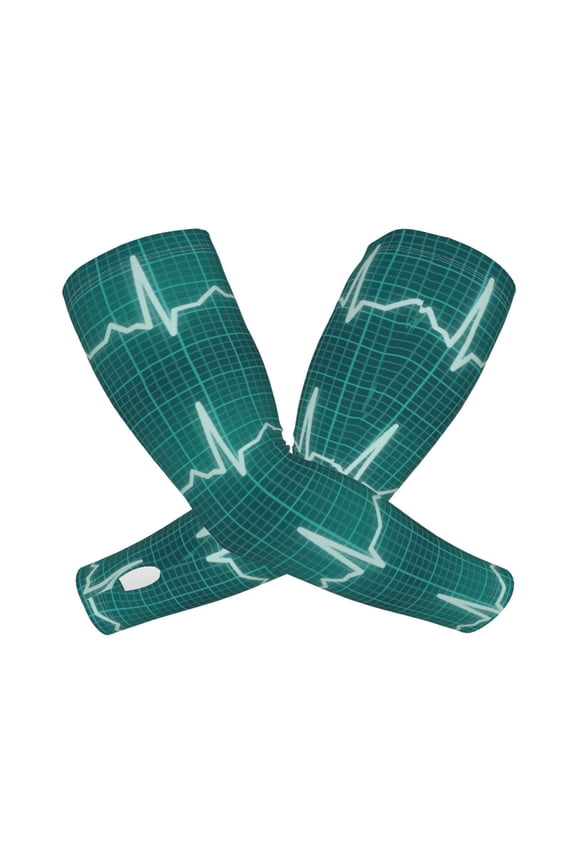 ECG Wave Arm Sleeves for Men and Women - Tattoo Cover Up UPF 50+ Cooling Sports Sleeve for Basketball Golf Football-One Size