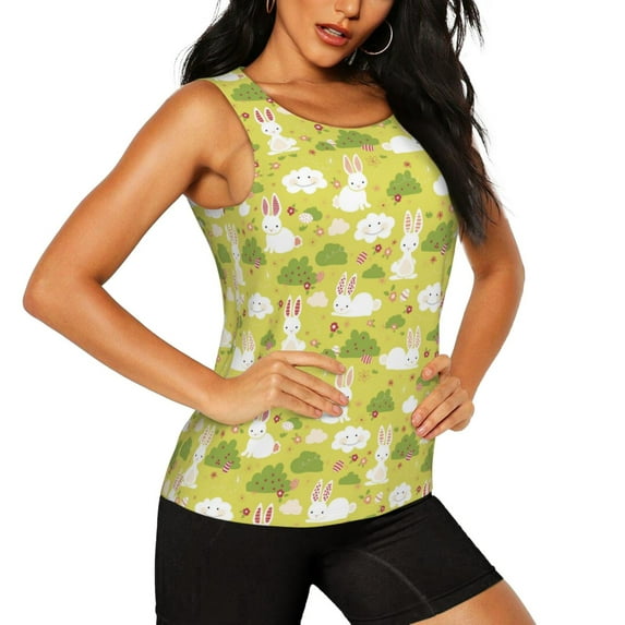 Picia Easter Bunny Pattern Women's Workout Tank Top,Breathable Activewear,Slim Fit Athletic Top,Versatile Workout Moisture-wicking top-X-Large