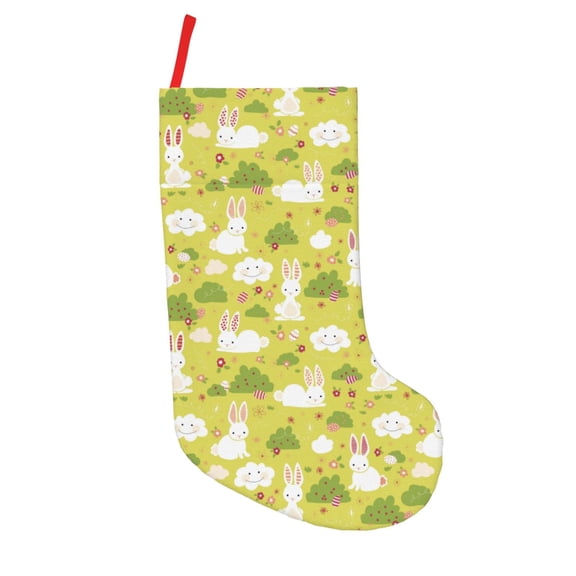 Picia Easter Bunny for 18in Christmas Stockings, Xmas Stocking for Kids, Holiday and Family Stocking for Fireplace or Party Decoration