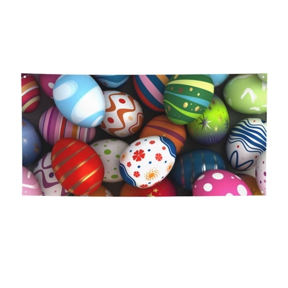 Picia Easter Egg Pattern Party Banner, Festive Decoration, Holiday Banner, Celebration Decor, Event Banner, Reusable Party Banner-Small