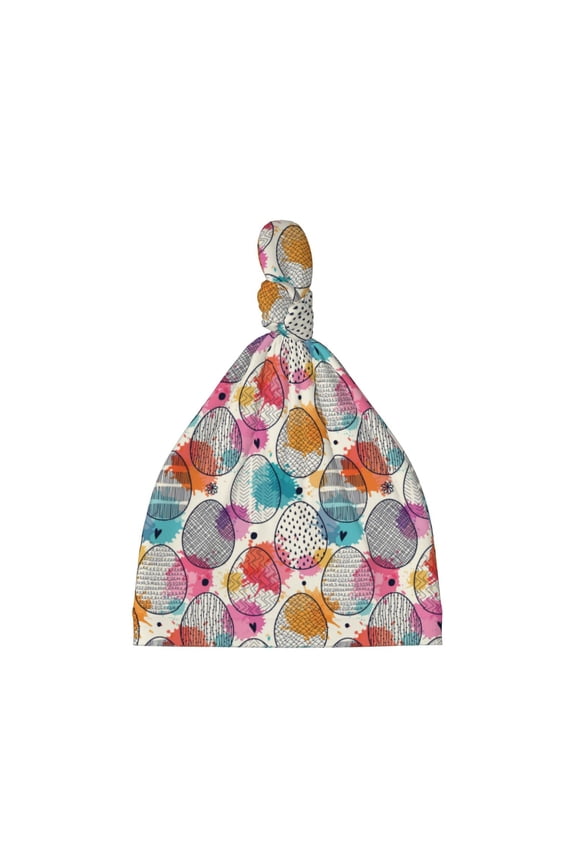 Easter Egg Printed Preemie Hats for Baby Girls Cotton Premature Knot Hats Newborn Hospital Cap Warm Knot Beanie Nicu for Preemie Girls and Boys