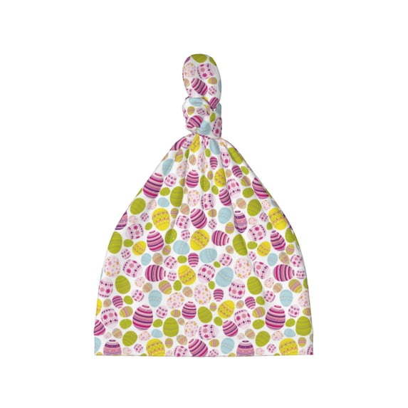 Picia Easter Egg Printed Preemie Hats for Baby Girls Cotton Premature Knot Hats Newborn Hospital Cap Warm Knot Beanie Nicu for Preemie Girls and Boys