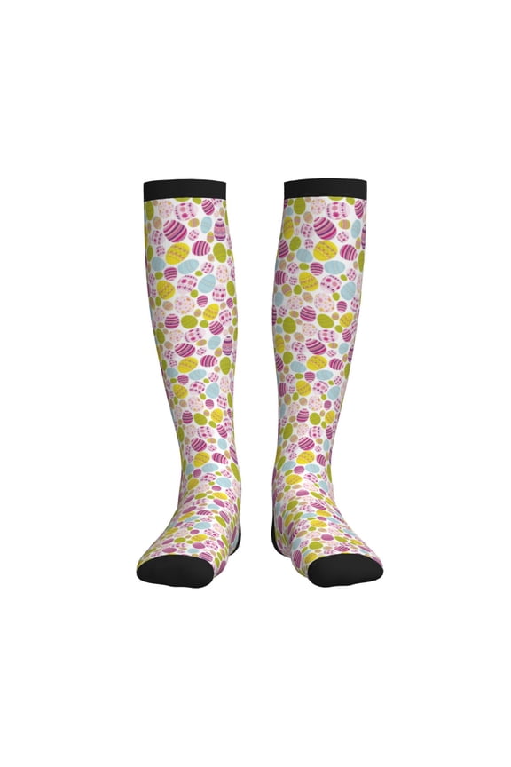 Easter Egg Printed Sports Compression Socks - 15-20mmHg Graduated Compression, High-Performance Soft and Breathable Socks for Men and Women