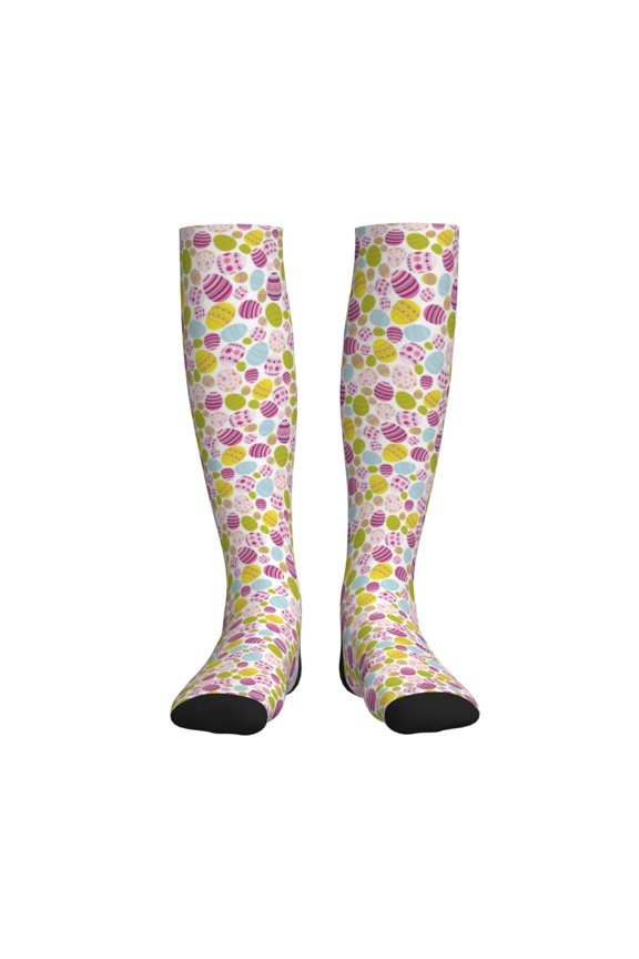 Easter Egg Printed Sports Compression Socks - 15-20mmHg Graduated Compression, High-Performance Soft and Breathable Socks for Men and Women