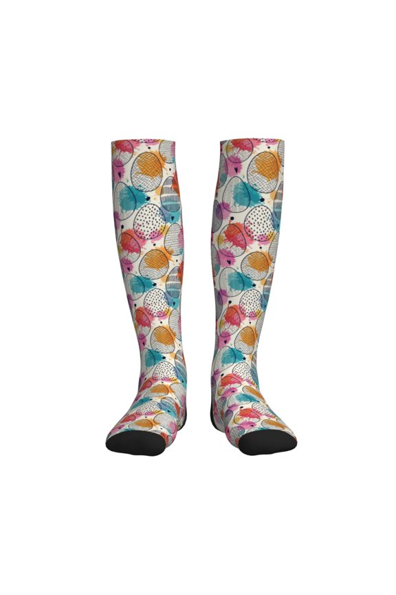 Easter Egg Printed Sports Compression Socks - 15-20mmHg Graduated Compression, High-Performance Soft and Breathable Socks for Men and Women