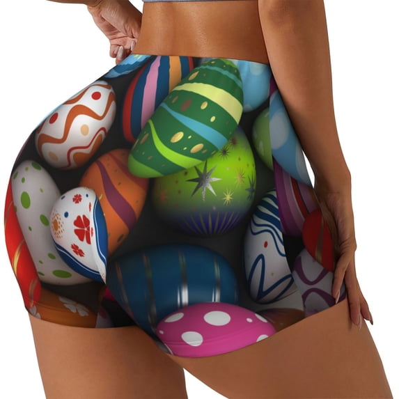 Picia Easter Egg Printed Workout Shorts for Women Seamless Scrunch Butt Lifting High Waisted Yoga Gym Booty Running Moisture-wicking Short Pants-Medium
