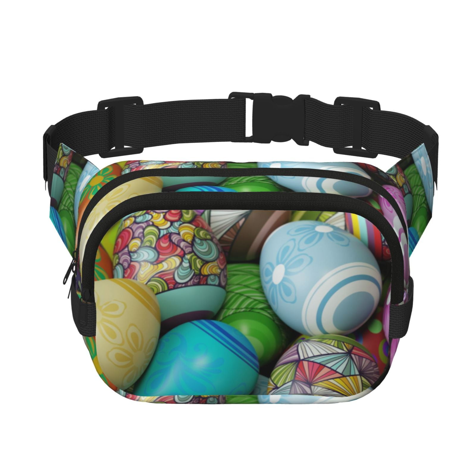 Picia Easter Egg1 Print Square Double-Layer Waist Bag Mini Adjustable Waist Belt Bag Exercise Running Travel Hiking