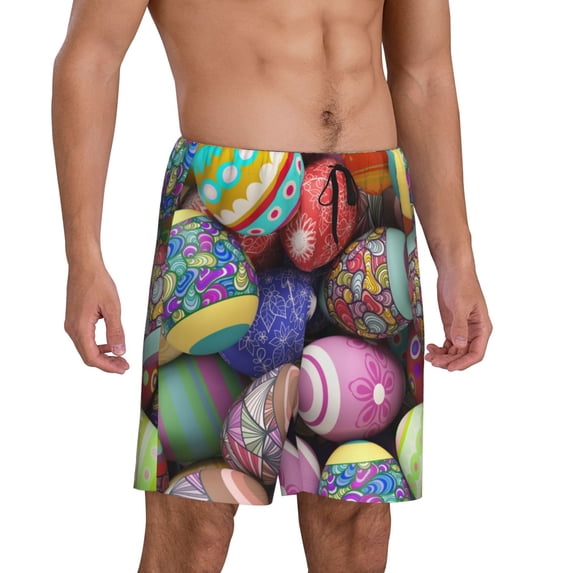 Picia Easter Eggs1 Pajama Shorts for Men, Men's Pajama Bottoms, Sleepwear,Short Pajama Pants-3X-Large