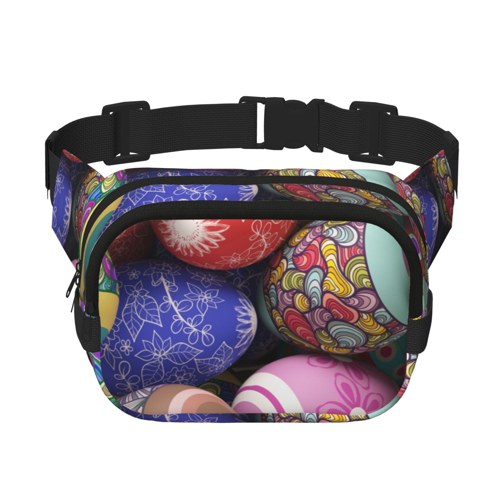 Picia Easter Eggs1 Print Square Double-Layer Waist Bag Mini Adjustable Waist Belt Bag Exercise Running Travel Hiking