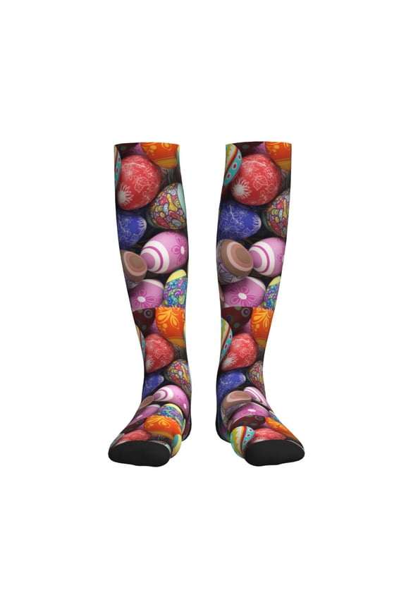 Easter Eggs1 Printed Sports Compression Socks - 15-20mmHg Graduated Compression, High-Performance Soft and Breathable Socks for Men and Women