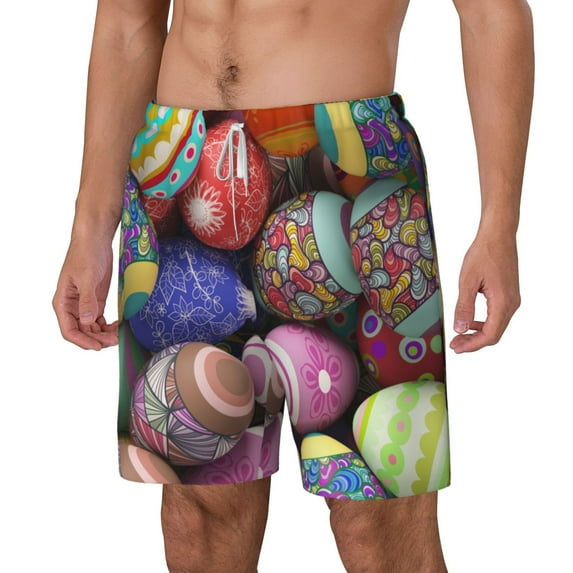Picia Easter Eggs1 pattern Mens Swim Trunks with Compression Liner Stretch Beach Shorts Quick Dry with Zipper Pockets No-Chafing Board Shorts-3X-Large