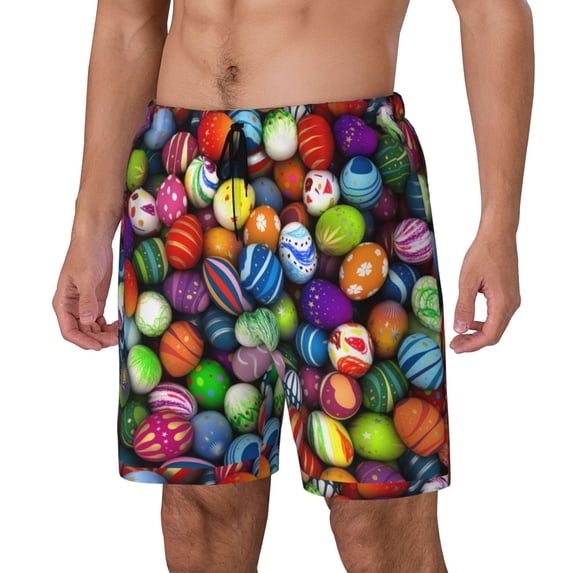 Picia Easter Eggs2 pattern Mens Swim Trunks with Compression Liner Stretch Beach Shorts Quick Dry with Zipper Pockets No-Chafing Board Shorts-X-Large