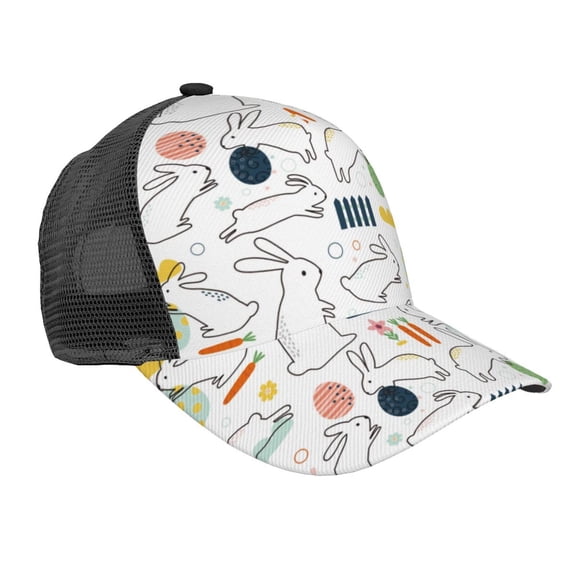 Picia Easter Rabbit Pattern Trucker Hat,Baseball Cap,Sun Protection Cap,Stylish Headwear,Leisure Cap,Outdoor Sports Cap