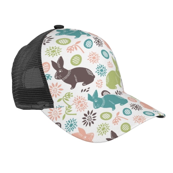 Picia Easter Rabbit Pattern Trucker Hat,Baseball Cap,Sun Protection Cap,Stylish Headwear,Leisure Cap,Outdoor Sports Cap