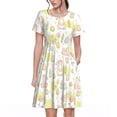 thumbnail image 1 of Picia Easter Rabbit Pattern Women's Short Sleeve Summer Dress Pleated Loose Swing Knee Length Short Sleeve Swing Dresses, 1 of 6
