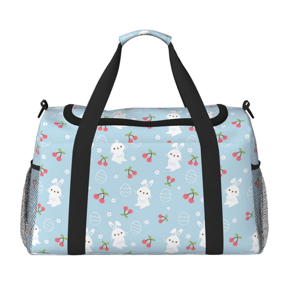 Picia Easter Rabbit Print Travel Duffle Bag,Weekender Bags for Women with Shoe Compartment, Gym Duffel Bag with Wet Pocket, Hospital Bags for Labor and Delivery