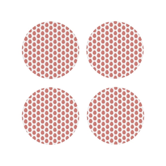 Picia Easter eggs Printed Leather Coasters for Drinks, 4" Drink Coasters Set of 4 for Tabletop Protection, Handmade Luxurious Home Décor and Housewarming Gift-Round Shape