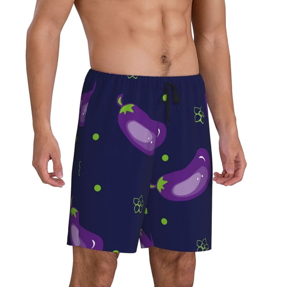 Picia Eggplant Pajama Shorts for Men, Men's Pajama Bottoms, Sleepwear,Short Pajama Pants-4X-Large