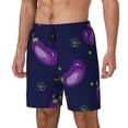thumbnail image 1 of Picia Eggplant pattern Mens Swim Trunks with Compression Liner Stretch Beach Shorts Quick Dry with Zipper Pockets No-Chafing Board Shorts-Large, 1 of 9