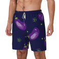 thumbnail image 1 of Picia Eggplant pattern Mens Swim Trunks with Compression Liner Stretch Beach Shorts Quick Dry with Zipper Pockets No-Chafing Board Shorts-X-Large, 1 of 9