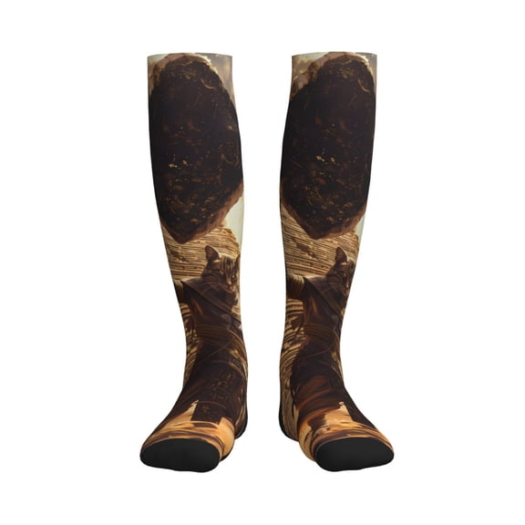 Picia Egyptian Cat Pharaoh Magic Printed Sports Compression Socks - 15-20mmHg Graduated Compression, High-Performance Soft and Breathable Socks for Men and Women