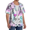 thumbnail image 1 of Picia Eiffel Tower and Hearts Men's Linen Shirts Short Sleeve Cuban Beach Shirts Casual Shirts Button Down Shirt for Men Beach Summer Wedding Shirt-Large, 1 of 7