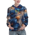 thumbnail image 1 of Picia Elegant Blue Gold Blooms Pattern Casual Women's Hoodie, Hooded Sweatshirt with Kangaroo Pocket, Comfortable Pullover with Eye-catching Drawstrings-Small, 1 of 7