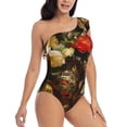 thumbnail image 1 of Picia Elegant Still Life Roses Pattern Women's One Piece Swimsuits,One Shoulder Swimwear Asymmetric ,Ruffle Monokinis Bathing Suits,High Waisted Flattering Bathing Suits-XX-Large, 1 of 8