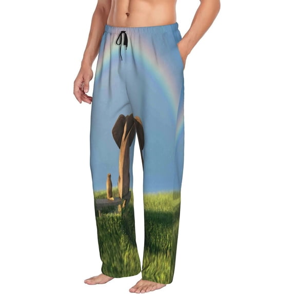 Picia Elephant Dog Mens Soft Woven Cotton Elastic Waistband Sleep Pajama Pant Lounge Sleep Pant With Pockets And Drawstring-Small