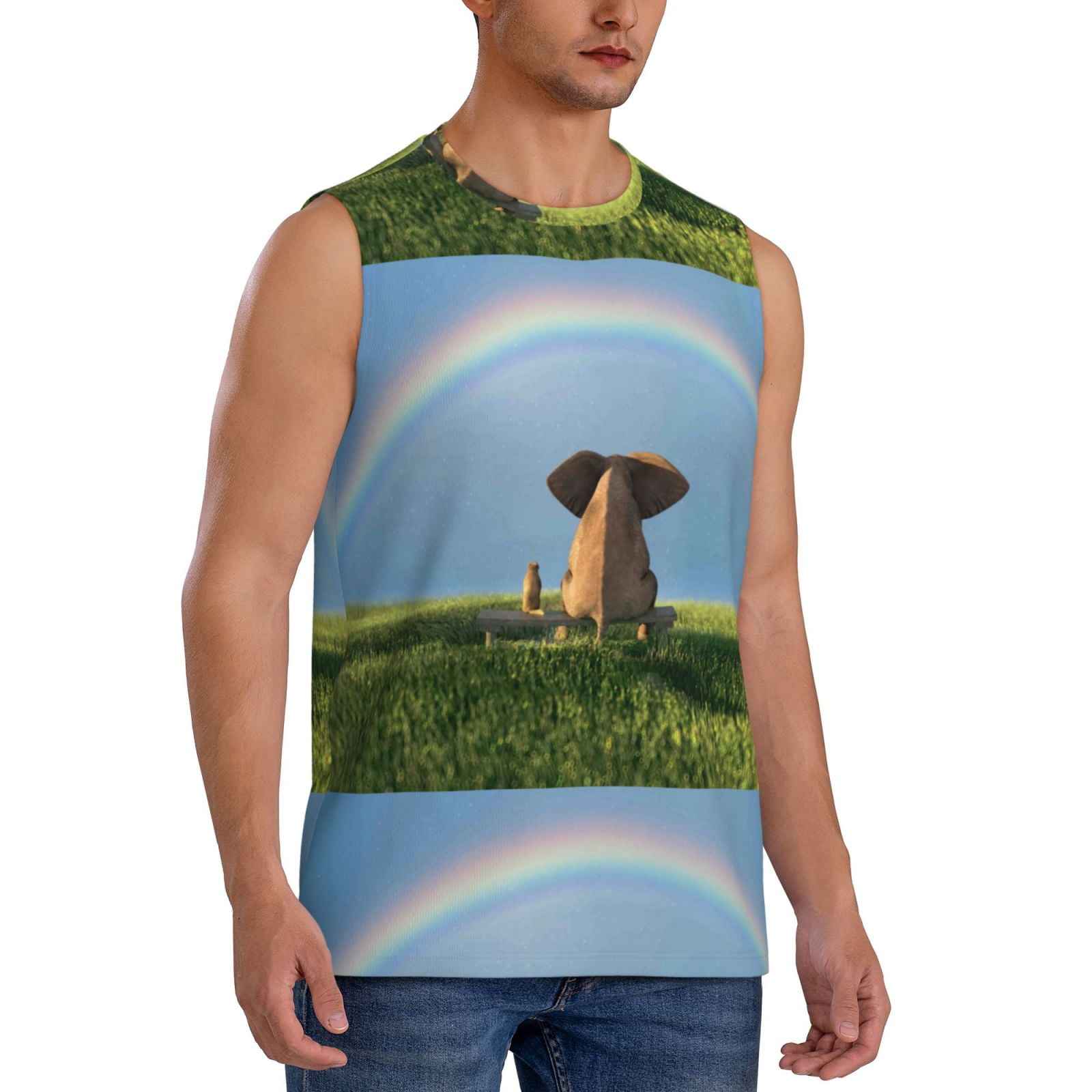 Picia Elephant Dog mens Cotton Tank Undershirts , Moisturewicking