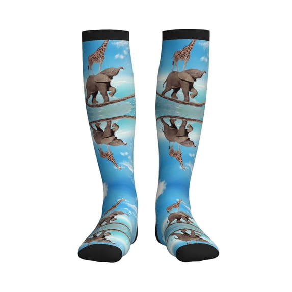 Picia Elephant Giraffe Printed Sports Compression Socks - 15-20mmHg Graduated Compression, High-Performance Soft and Breathable Socks for Men and Women