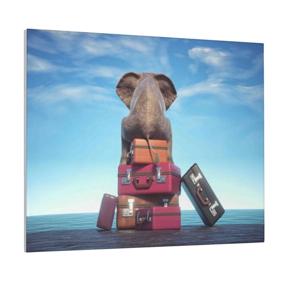 Picia Elephant Sits Pattern Decorative Picture – Unique Wall Art, Modern Canvas Print for Trendy Interiors (Horizontal)