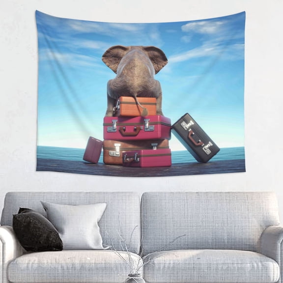 Picia Elephant Sits Pattern Tapestry-Tapestries for Bedroom Living Room Dorm(29x37")