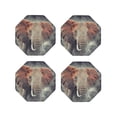 thumbnail image 1 of Picia Elephant in Smoke Printed Leather Coasters for Drinks, 4" Drink Coasters Set of 4 for Tabletop Protection, Handmade Luxurious Home Décor and Housewarming Gift -Octagon, 1 of 6