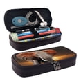 thumbnail image 1 of Picia Elephant Sunset in Kenya Pattern Large Capacity PU Leather Pencil Case Organizer Pen Marker Holder Double Zipper Storage Bag Big Pencil Pouch for College Office, 1 of 6